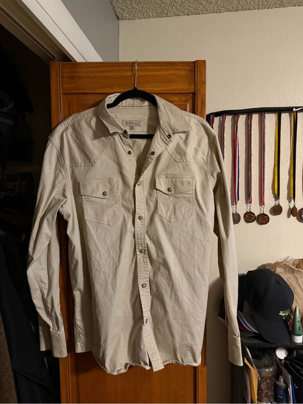 Men's Classic Long-Sleeve Button-Up Shirt - Cream